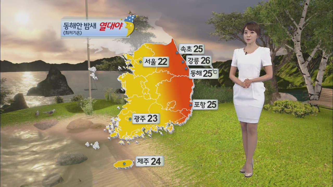 동해안 밤새 열대야…중부지방 무더운 날씨