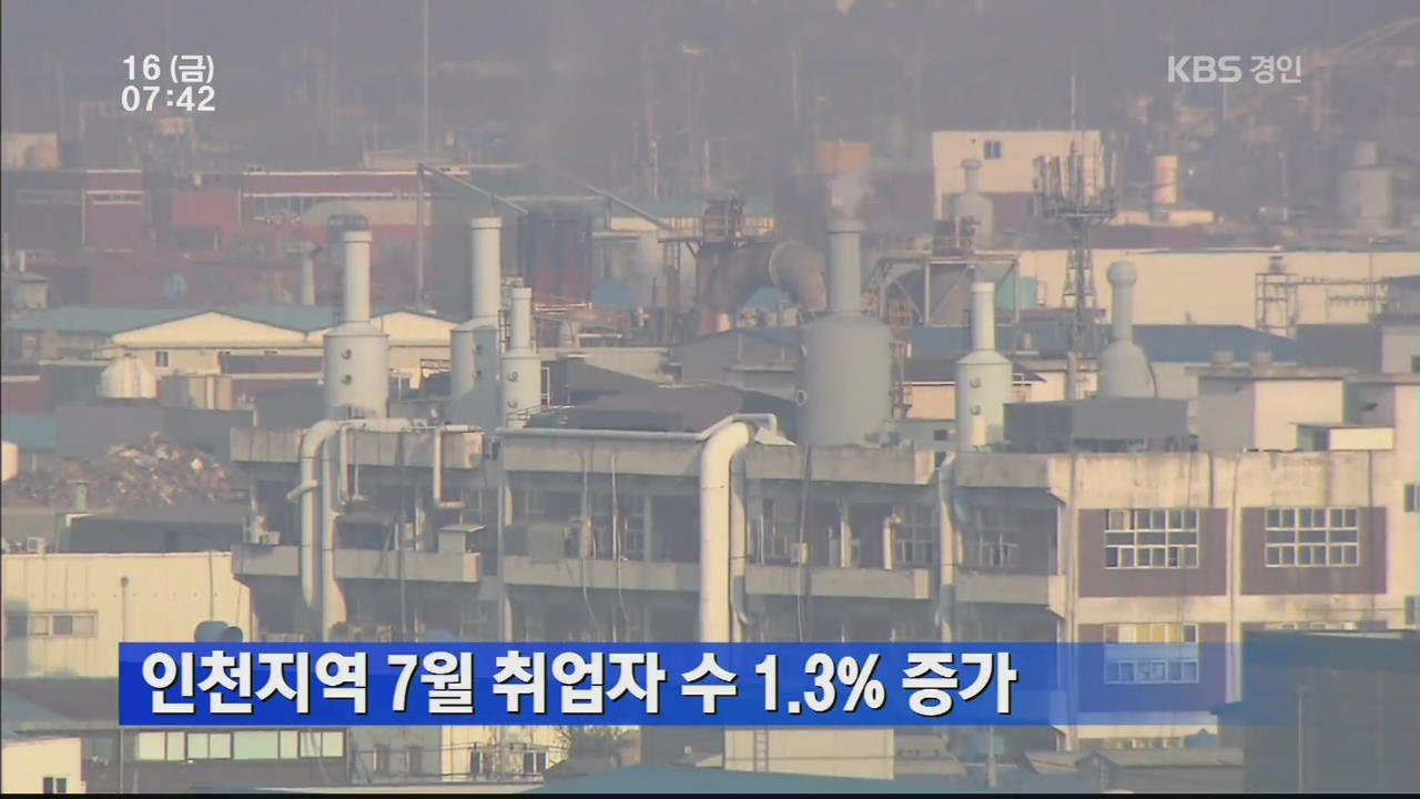 인천지역 7월 취업자 수 1.3% 증가