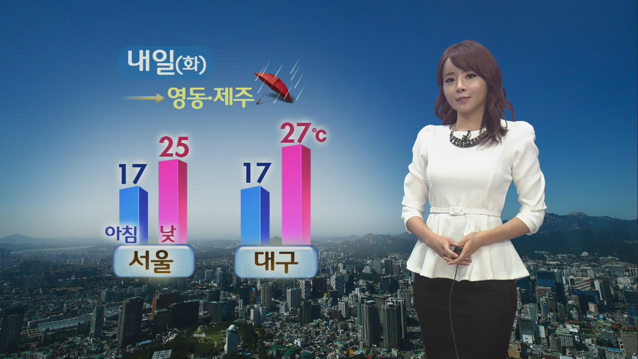 내일 오전 영동·제주 비…내일 아침 서울·대구 17도