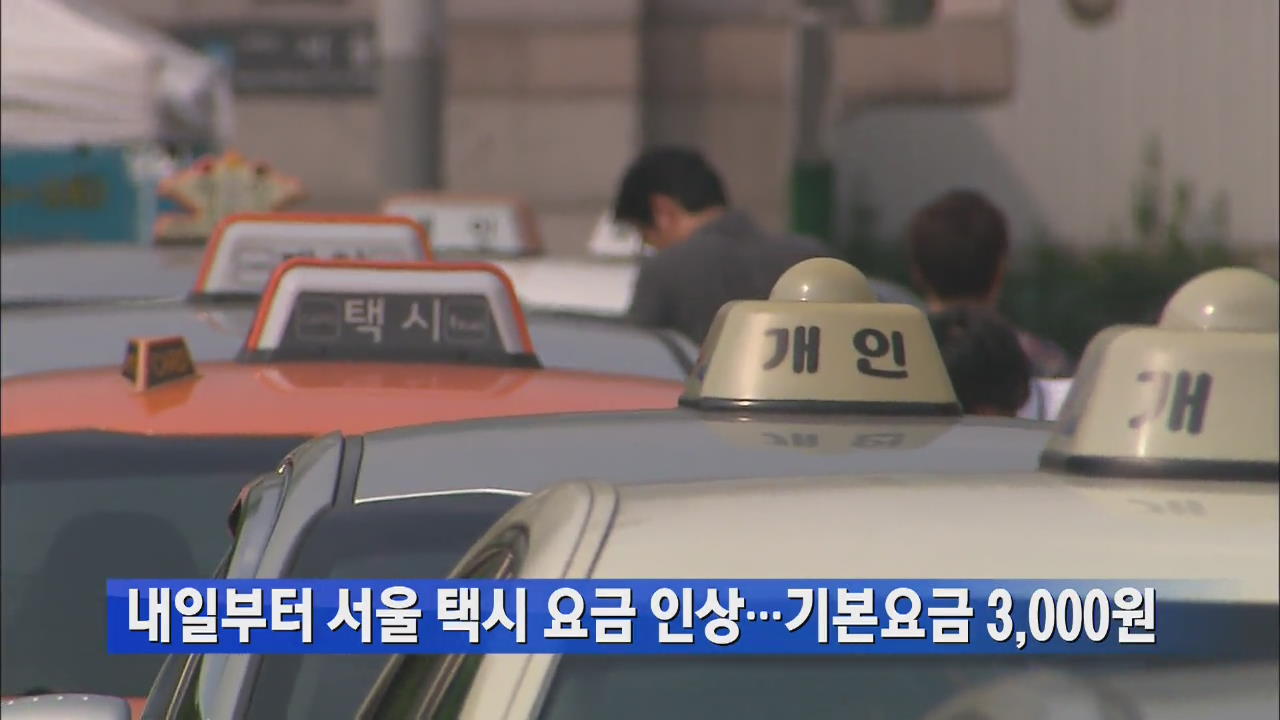 내일부터 서울 택시요금 인상…기본요금 3천 원