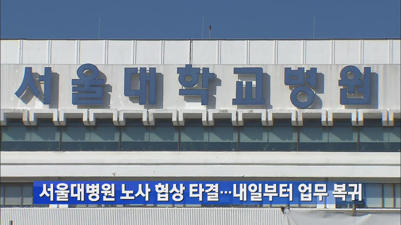 서울대병원 노사 협상 타결…내일부터 업무 복귀