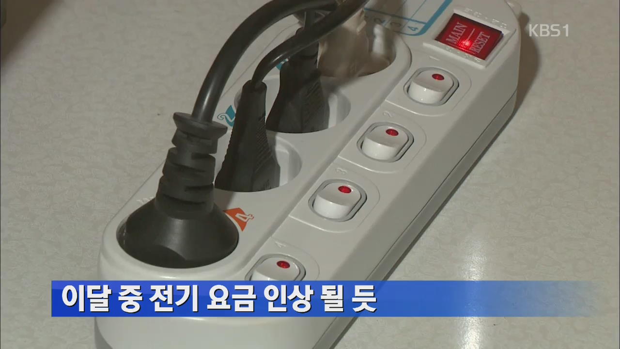 이달 중 전기 요금 인상 될 듯