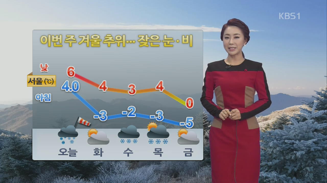 전국 ‘비·눈’…서울 6도·대전 8도·광주 10도