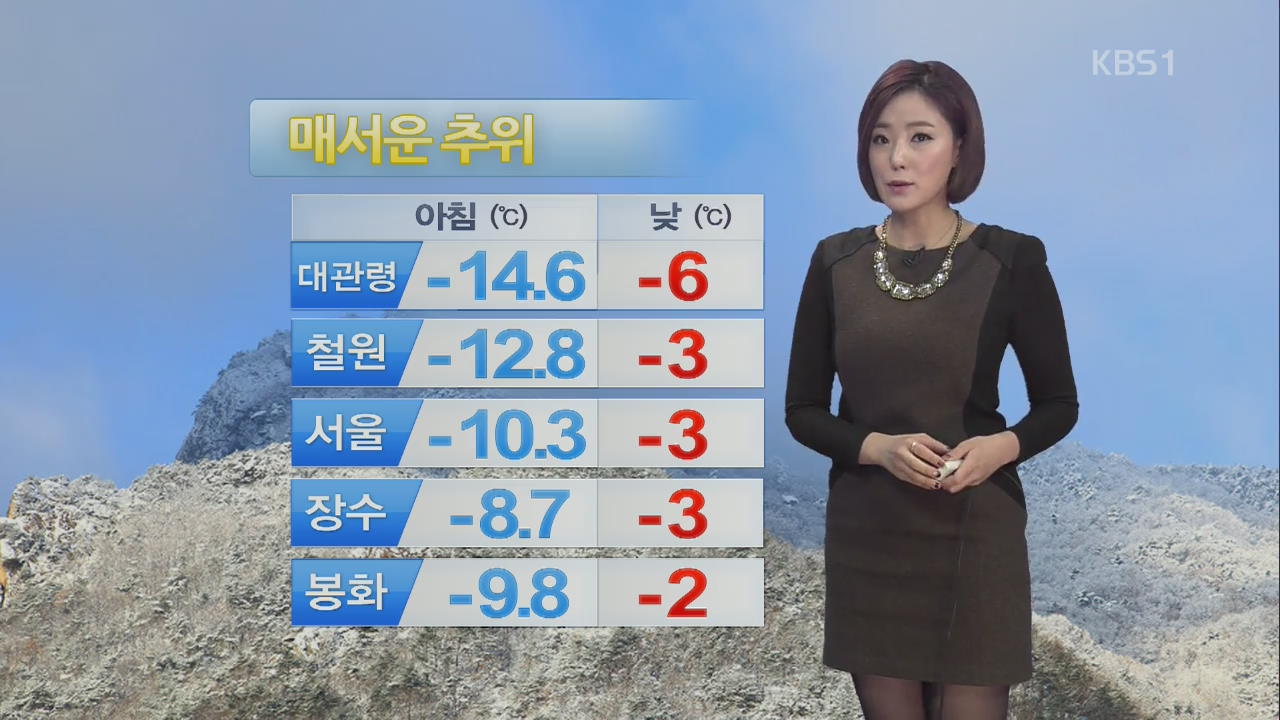 매서운 추위…낮 최고 기온 서울 영하 3도