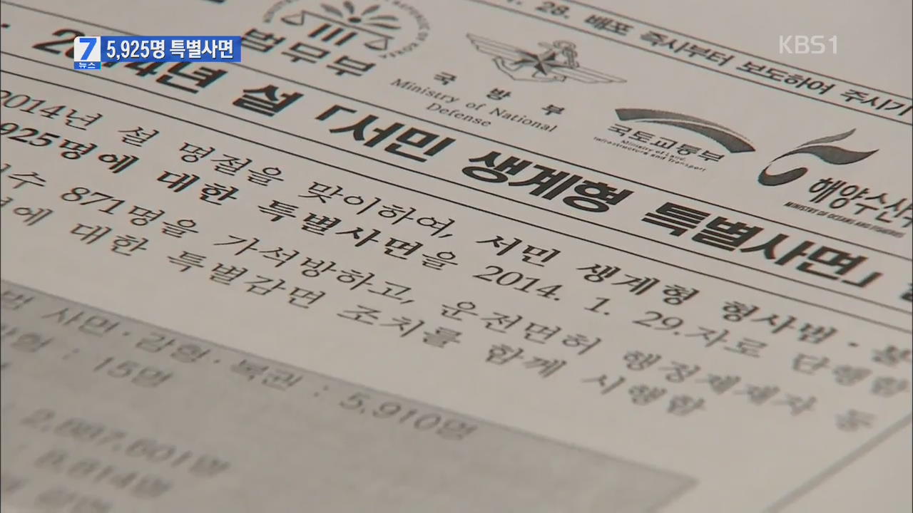 정부, 서민생계형 사범 5,900여 명 특사 단행
