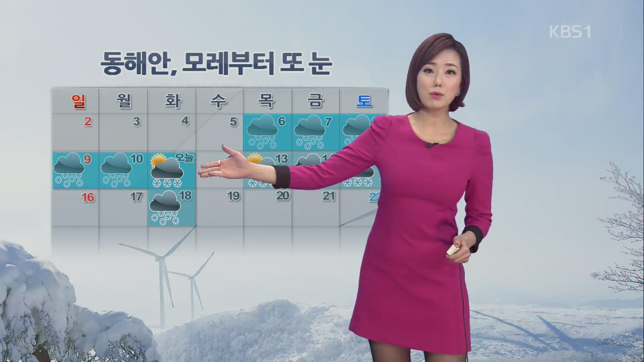동해안 낮부터 눈 그쳐…모레부터 또 눈