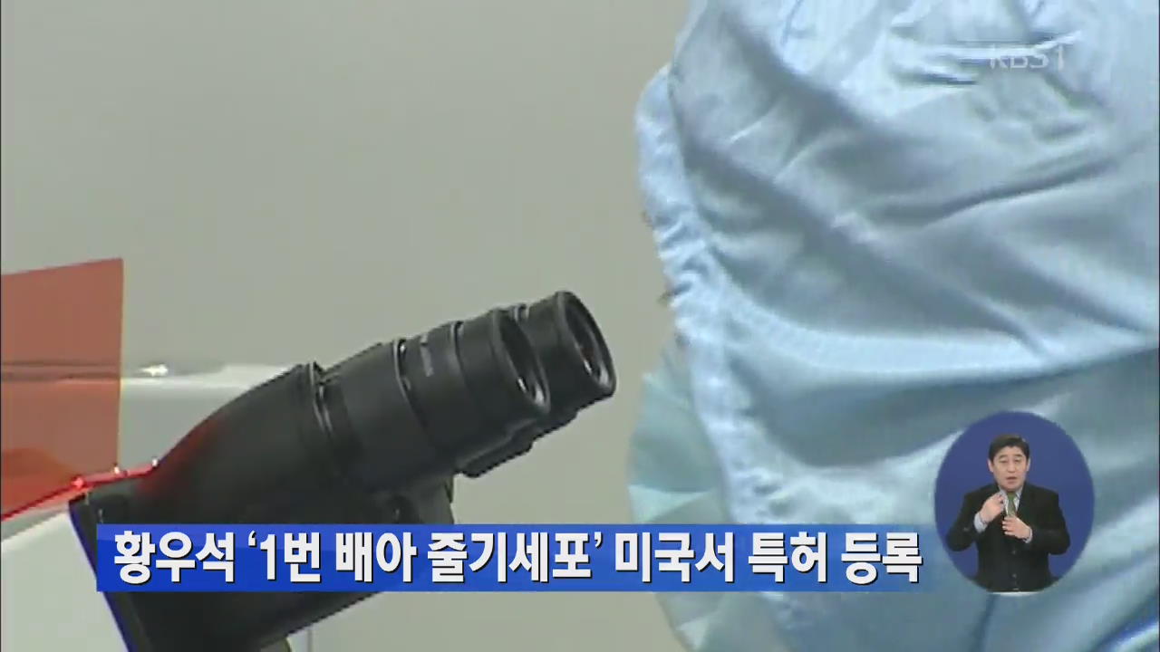 황우석 ‘1번 배아 줄기세포’ 미국서 특허 등록 