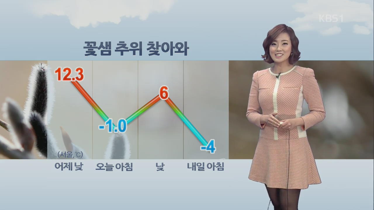 꽃샘추위 찾아와…영동 많은 눈