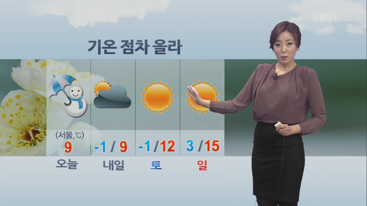 충남·남부 오후까지 비…기온 점차 오름세