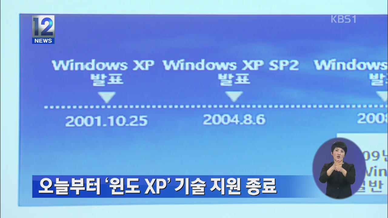 오늘부터 윈도XP 기술 지원 종료