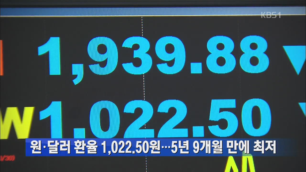 원·달러 환율 1,022.50원…5년 9개월 만에 최저