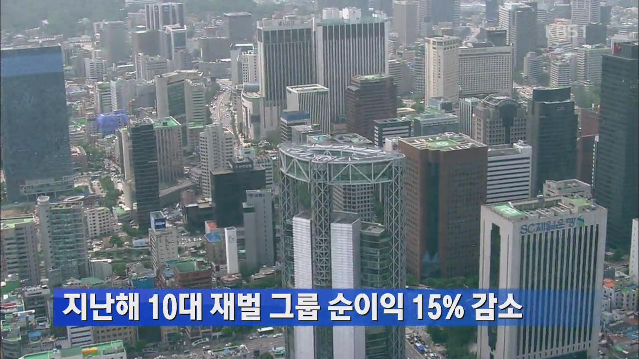 지난해 10대 재벌 그룹 순이익 15% 감소