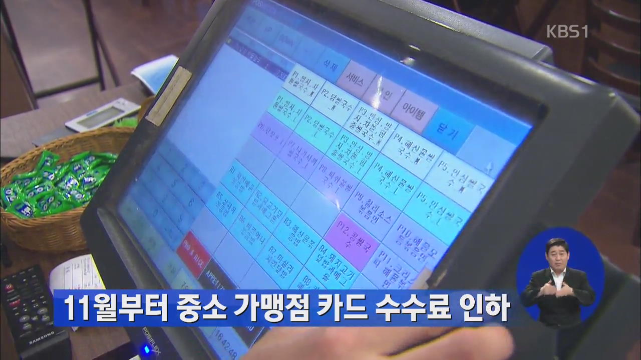 11월부터 중소 가맹점 카드 수수료 인하