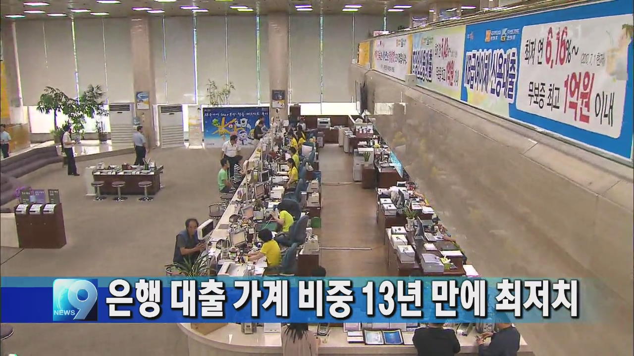 은행 대출 가계 비중 13년 만에 최저치