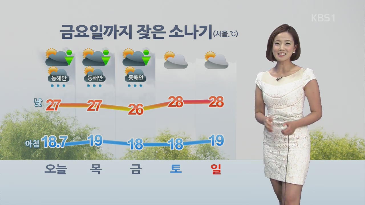 요란한 소나기…우박 주의