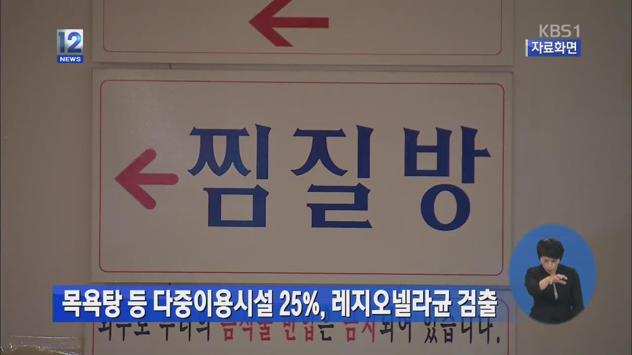 목욕탕 등 다중이용시설 25%, 레지오넬라균 검출