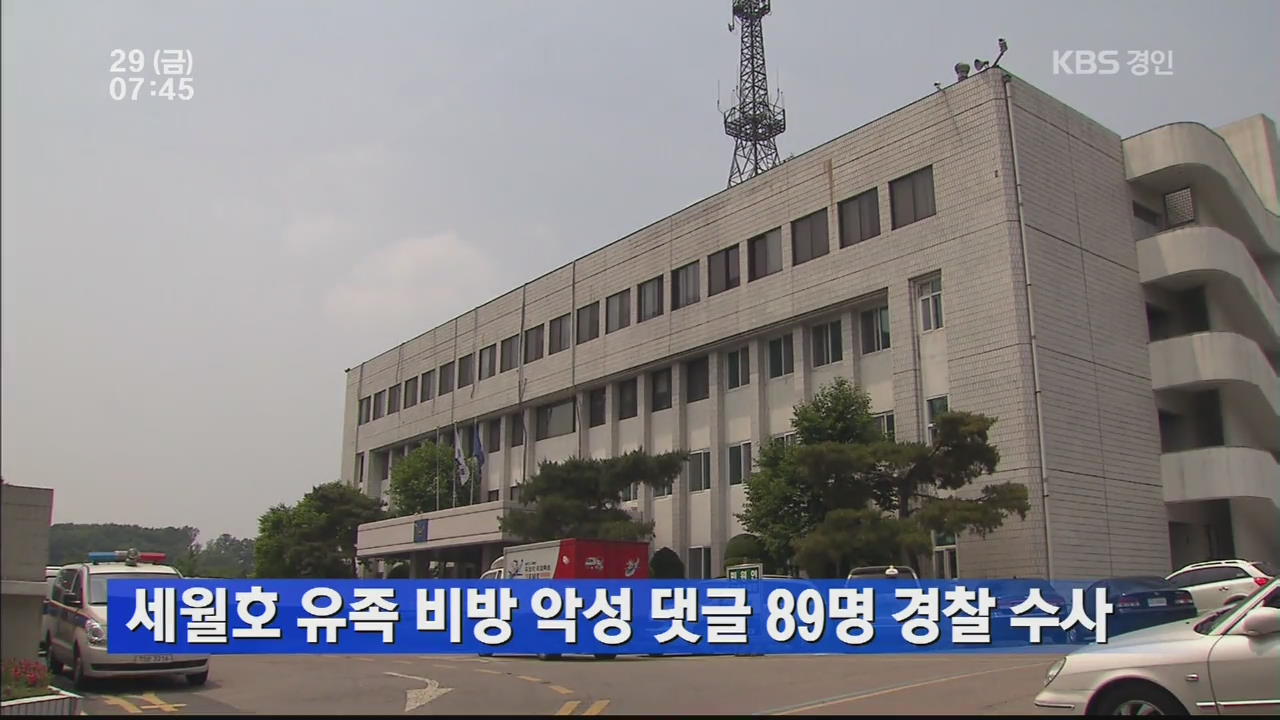 세월호 유족 비방 악성 댓글 89명 경찰 수사
