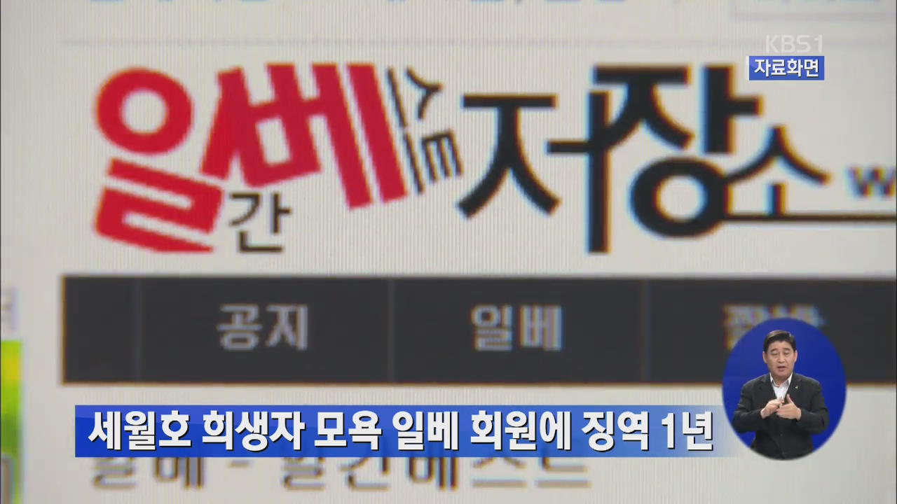 세월호 희생자 모욕 ‘일베’ 회원에 징역 1년