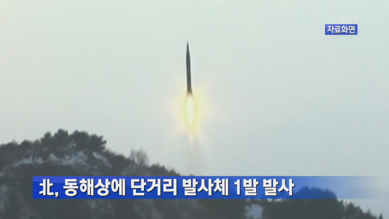북, 동해상에 단거리 발사체 1발 발사