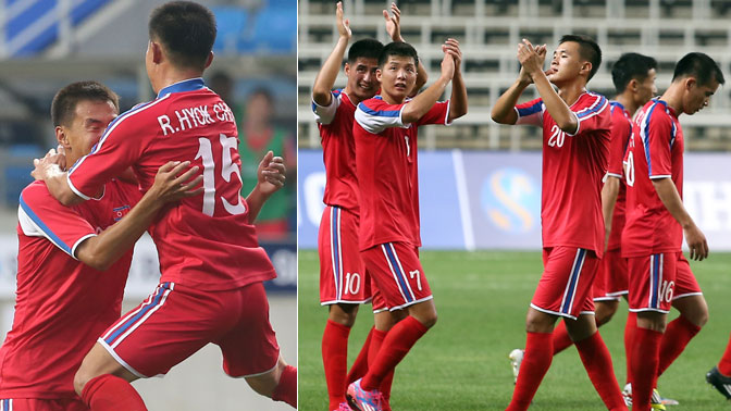 ‘베일 벗은’ 북한축구, 대승으로 첫 승전보