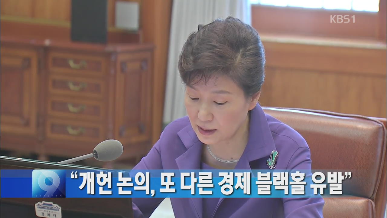박 대통령 “개헌 논의, 또다른 경제 블랙홀 유발”