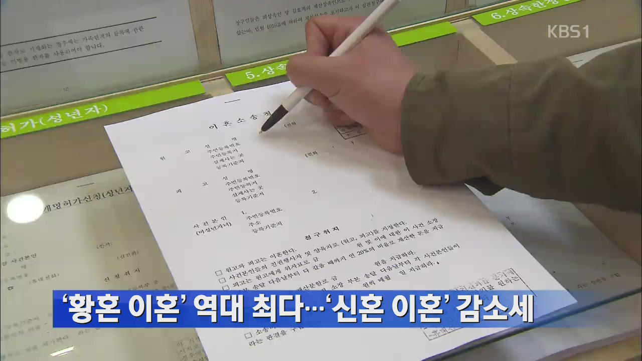 ‘황혼 이혼’ 역대 최다…‘신혼 이혼’ 감소세