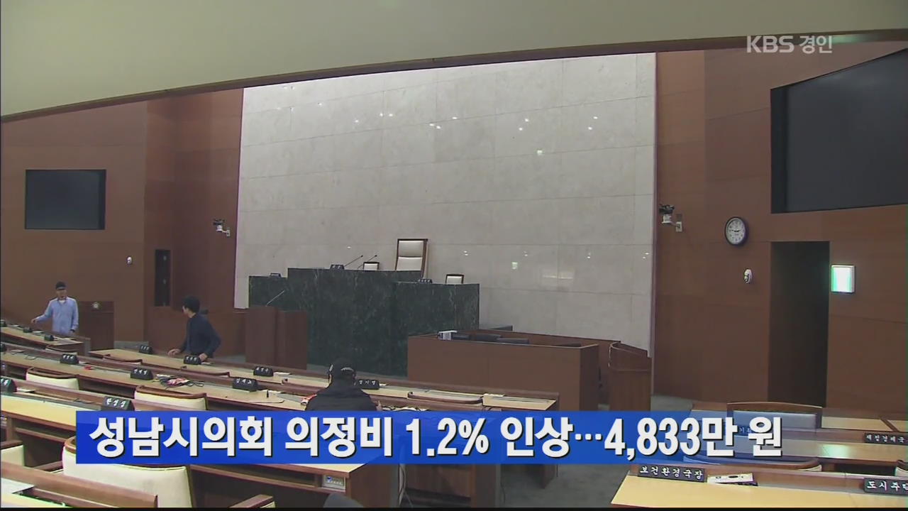 성남시의회 의정비 1.2% 인상…4,833만 원