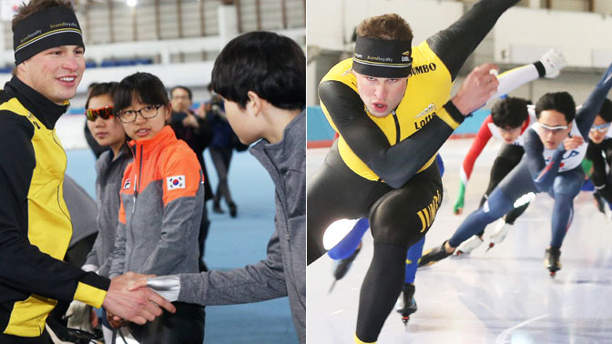 한국 온 ‘빙속 황제’ 크라머, 꿈·기술 전수