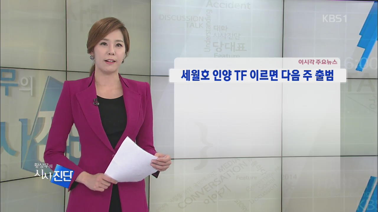 [이 시각 주요뉴스] 세월호 인양 TF 이르면 다음주 출범 외