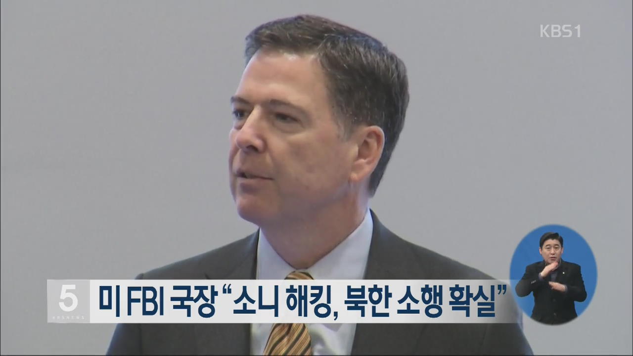 미 FBI 국장 “소니 해킹, 북한 소행 확실”