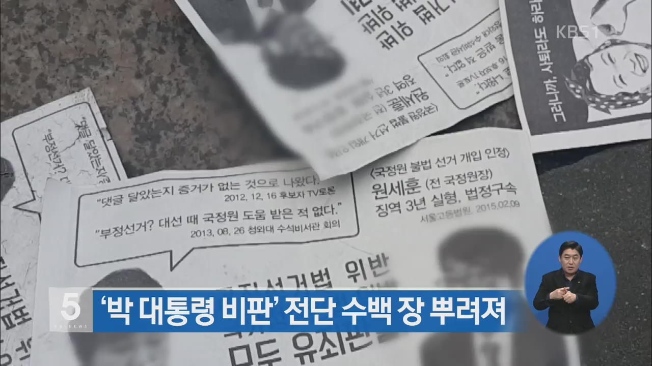 ‘박 대통령 비판’ 전단 수백 장 뿌려져