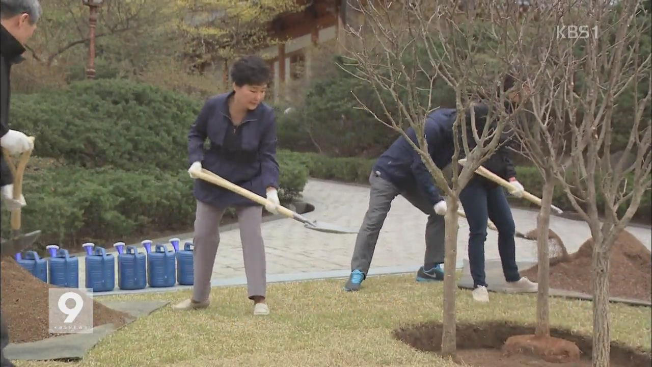 박 대통령, 무궁화 식수 “어려운 시기 마음 합해야”