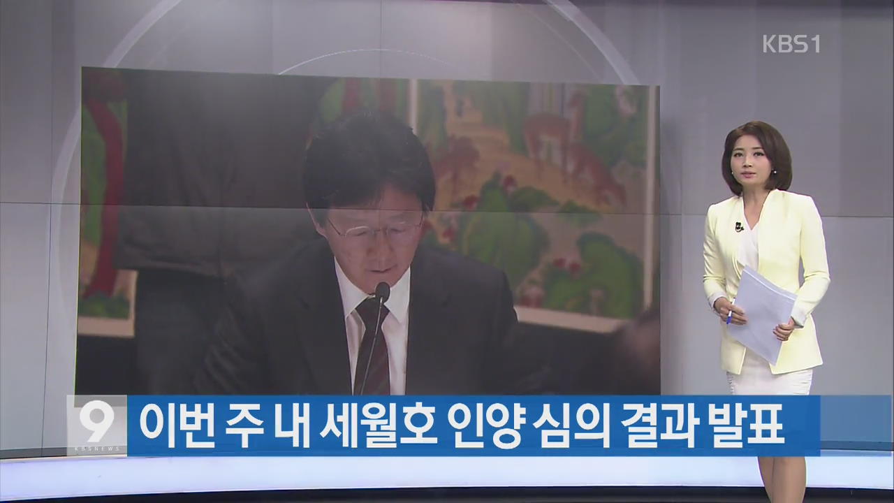 [간추린 단신] 이번 주 내 세월호 인양 심의 결과 발표 외