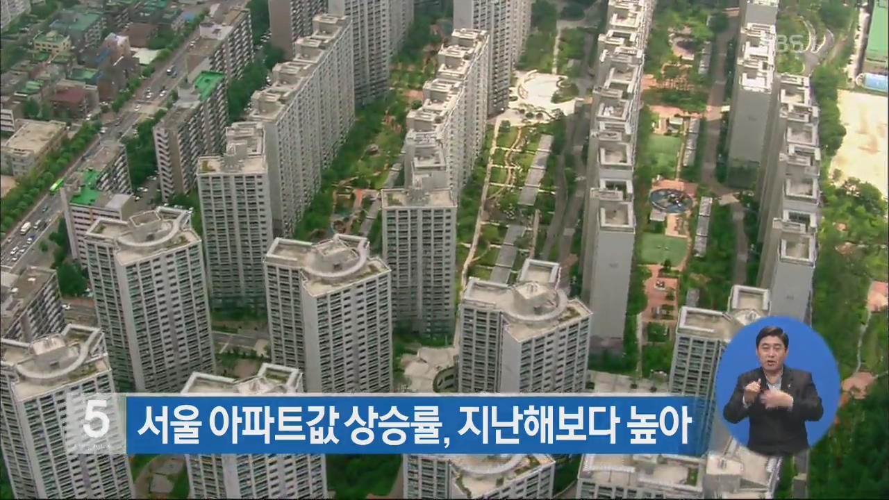 서울 아파트값 상승률, 지난해보다 높아