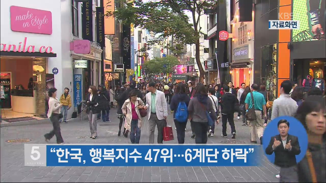 “한국, 행복지수 47위…6계단 하락”