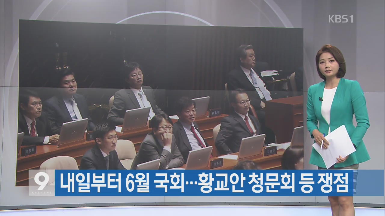 [간추린 단신] 내일부터 6월 국회…황교안 청문회 등 쟁점 외