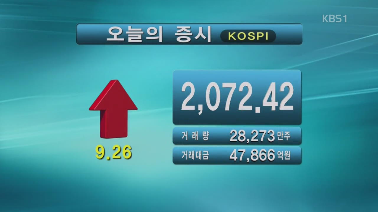 코스피 2,072.42 코스닥 702.95