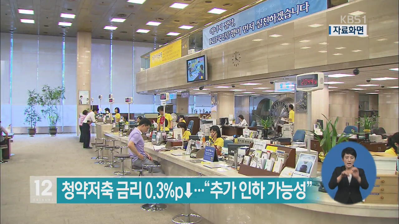 청약저축 금리 0.3%p↓…“추가 인하 가능성”
