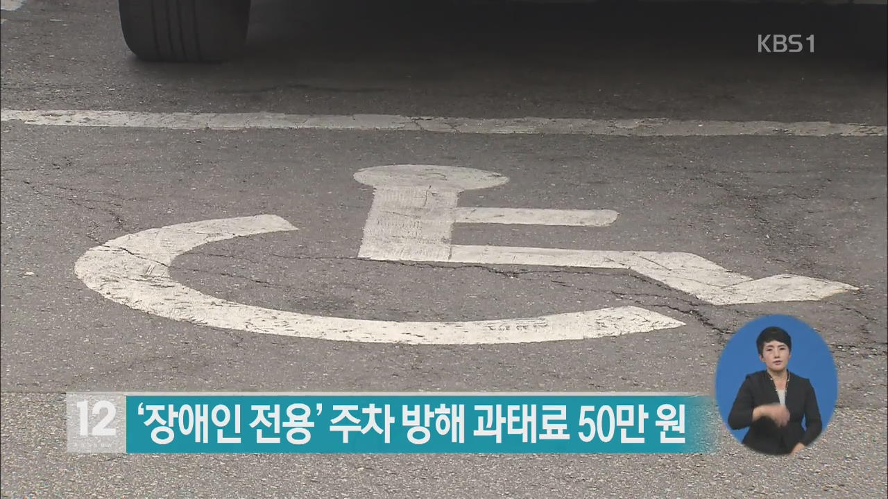 ‘장애인 전용’ 주차 방해 과태료 50만 원