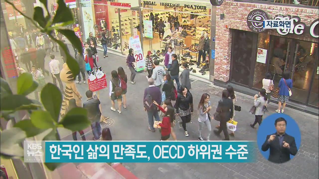 한국인 삶 만족도, OECD 하위권 수준