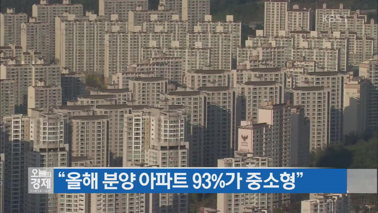 “올해 분양 아파트 93%가 중소형”