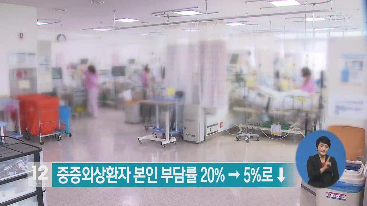 중증외상환자 본인 부담률 20% → 5%로 ↓