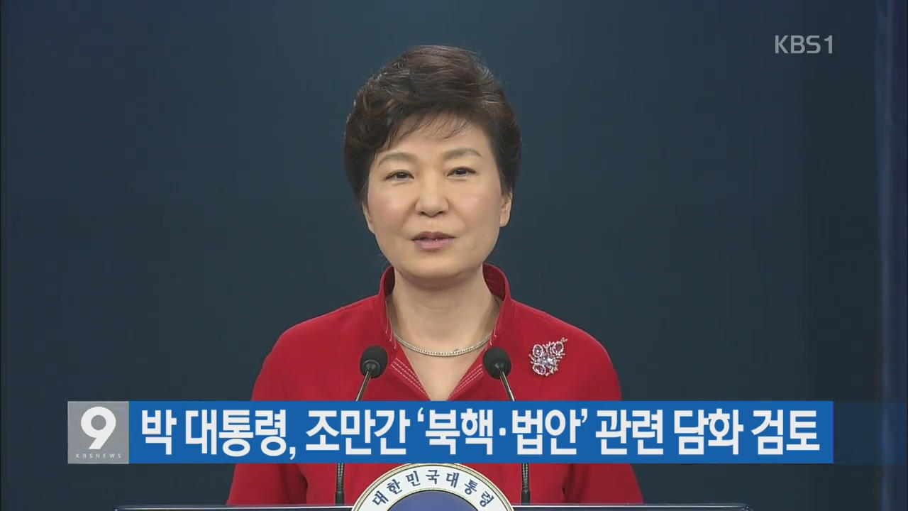 박 대통령, 조만간 ‘북핵·법안’ 관련 담화 검토