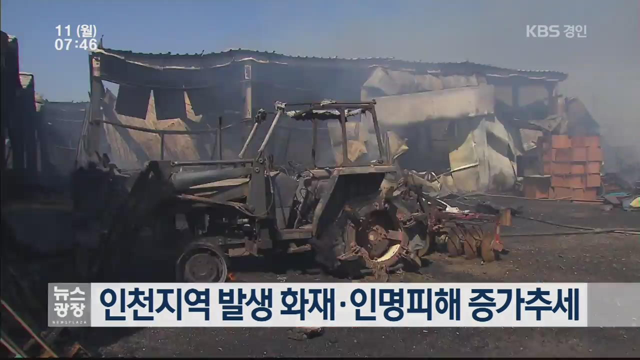 인천지역 발생 화재·인명피해 증가 추세