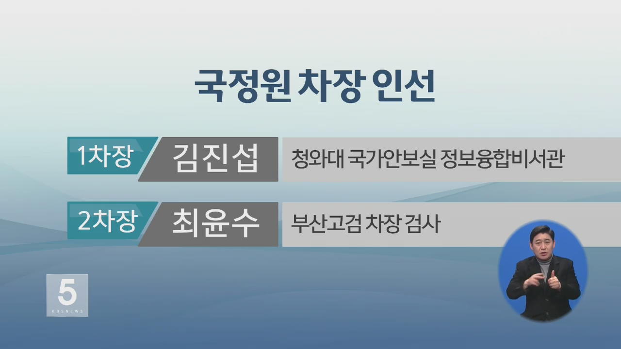 국정원 1차장 김진섭·2차장 최윤수 내정