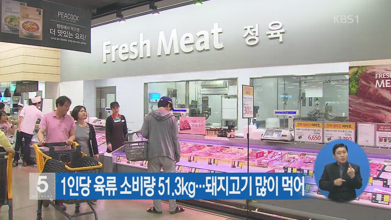 1인당 육류 소비량 51.3kg…돼지고기 많이 먹어