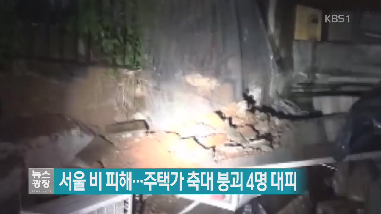서울 비 피해…주택가 축대 붕괴 4명 대피