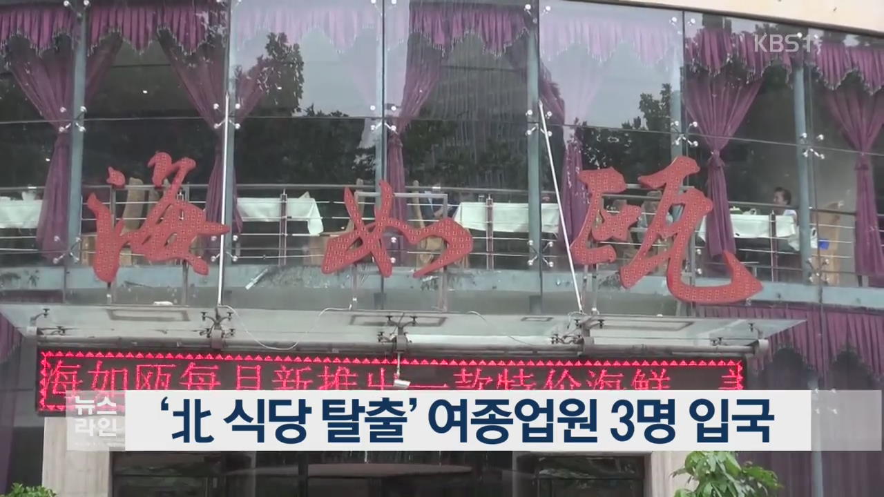 ‘北 식당 탈출’ 여종업원 3명 입국