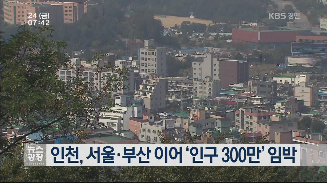 인천, 서울·부산 이어 ‘인구 300만’ 임박