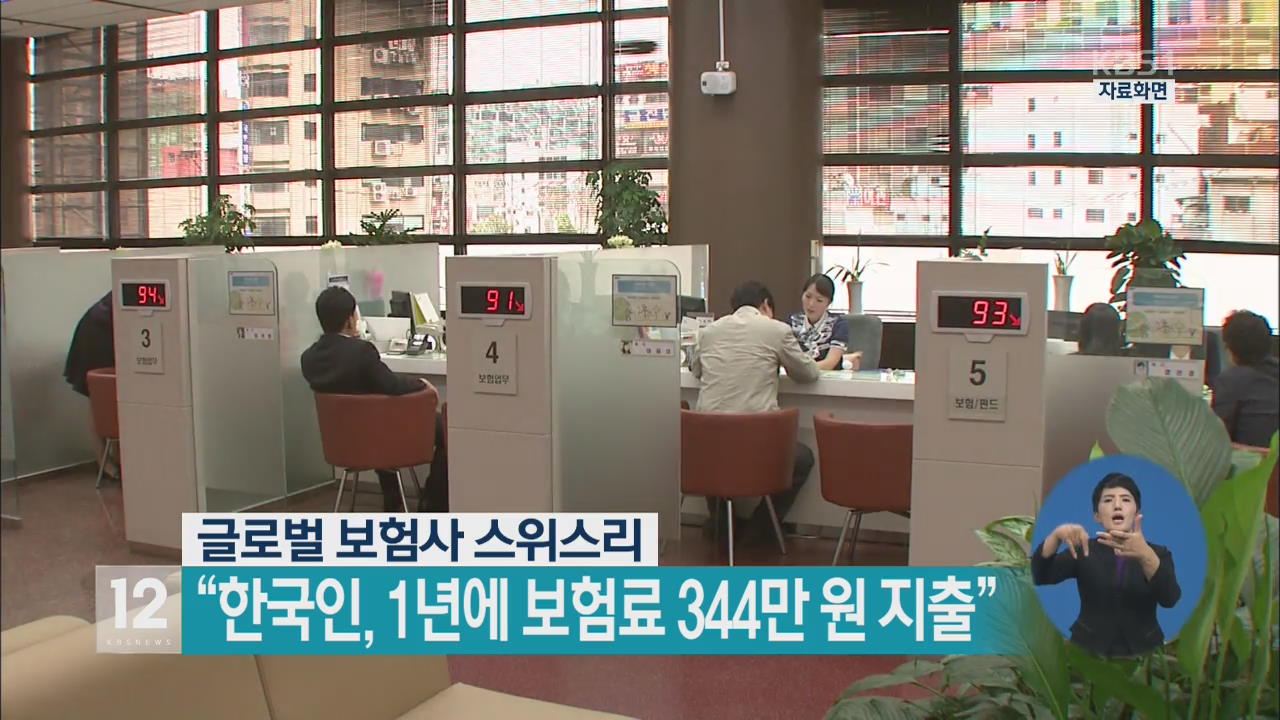 “한국인, 1년에 보험료 344만 원 지출”